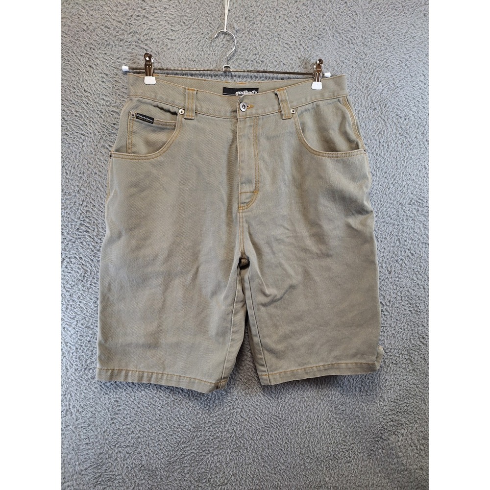 Godbody Carpenter Shorts Mens 36 Khaki Denim Ramie High Rise Workwear‎ Utility